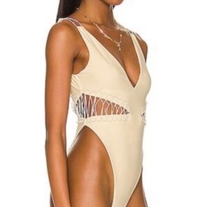 Camila Coelho Cream One-Piece Swimsuit